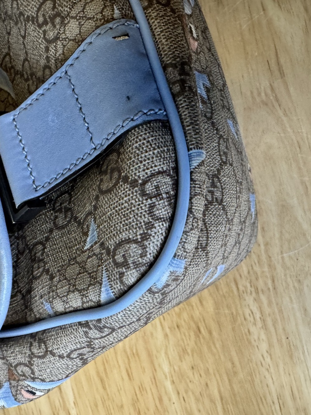 Gucci Tian GG Supreme Small Messenger Bag Brown & Blue - Picture 14 of 14